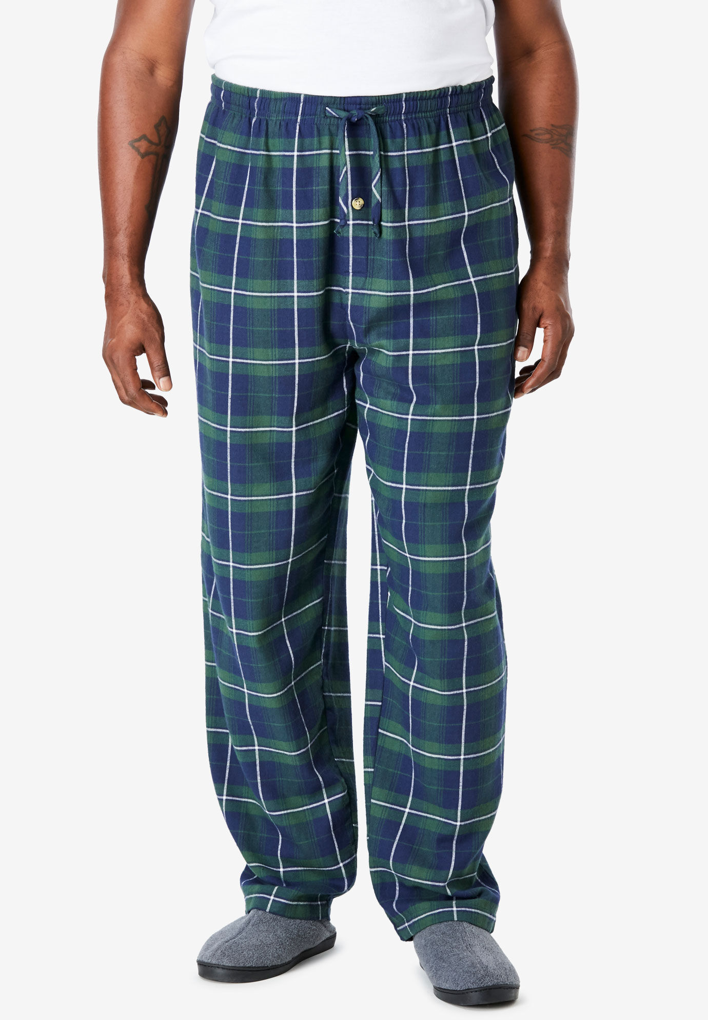 KingSize Mens Big & Tall Jersey Knit Plaid Pajama Set